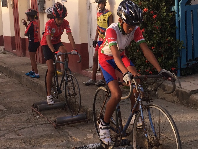 Baracoa Youth Team learning to ride on rollers